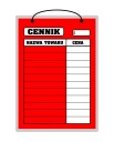 Laminátová doska CENNÍK červená - A4