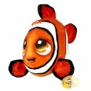 PLYŠOVÝ MASKOT RYBA RYBA KLAUN RYBA 13 CM