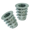 10x nástrčná oceľová nábytková vložka M6 x 13 mm skrutkovaná do dreva, typ DC