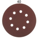 5x Brúsny kotúč 8 dier suchý zips 125mm P40 (sada 5 kusov)