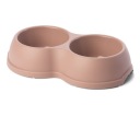 Dvojitá plastová miska pre psov a mačky L, 1,2L, béžová, 35x20cm,