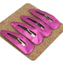 GLITROVÉ RUŽOVÉ SPONKY DO VLASOV, 7 cm, 4 KUSY