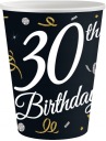Poháre Papierové poháre k 30. narodeninám Happy Birthday 250 ml 6 ks.