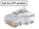 Zástrčka RJ45/8P8C UTP cat.5E, krútená dvojlinka, drôt/lanko AWG24-26, priechodná, 10 ks.