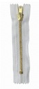 Nerozoberateľný kovový zips, biely, 10 cm