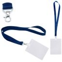 Vertikálny držiak ID A6, priehľadný, veľtržný 115x150mm + šnúrka