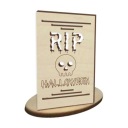 Vitráž drevená LAMPIÓNA s lebkou HALLOWEEN RIP 10cm