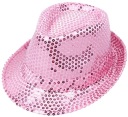 Klobúk FEDORA, flitrové klobúky, RUŽOVÉ FLIETKY