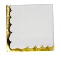 BIELE ZLATÉ papierové obrúsky narodeninové 10 ks párty 33X33 cm svadobné