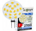 LED žiarovka G4 závit 3W 12V AC/DC studená farba 6500K doska