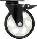 Otočné gumené otočné koleso, Brzda 125 mm, Ložisko