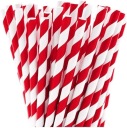 Papierové slamky RED STRIPES, rozbité trubičky na pitie párty drinkov, 12 ks