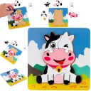 DREVENÉ PUZZLE VZDELÁVACIE KRAVSKÉ PUZZLE BLOK