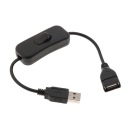 Predlžovací USB kábel s vypínačom, čierny