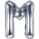 Fóliový balón PÍSMENO M, STRIEBORNÁ abeceda, nápis MINI