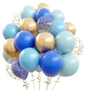 Balóny Blue Gold Chrome Confetti 20 ks Veľké