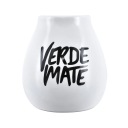 Biela keramická tekvica s logom Verde Mate, 350 ml