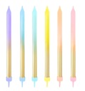 FAREBNÉ RAINBOW 0 - ZLATÉ sviečky na narodeninovú tortu LONG 12,5 cm 6 ks
