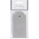 Strieborné glitrové menovky na darčeky 5x10cm 15 ks