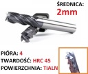 VHM tvrdokovová fréza 4p 2 mm stopka 4 mm TiAlN 45HRC CNC