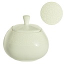 BIELA ​​MISKA NA CUKOR s porcelánovým vrchnákom, nádoba na cukor, čipka Rina 1079