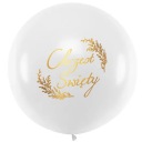 Balón Biela guľa so zlatým nápisom Holy Baptism Baptism gigant 45cm