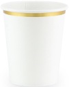 Papierové poháre BIELE ZLATÉ na narodeniny, sväté prijímanie, svadby, 260 ml, 6 ks
