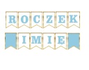 BANNER girlanda 1.narodeniny ROK + MENO nebesko-zlatá