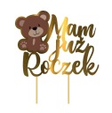 Tortový topper 1. narodeniny MÁM UŽ ROK plyšového medvedíka