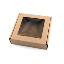 11x11x2 cm Krabička s okienkom štvorec Eco Brown - Sada 5 ks
