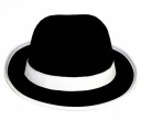 ČIERNY RETRO PLSTENÝ GANGSTER KLOBÚK S RÁMKOM