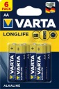 Alkalické batérie VARTA Longlife LR6/AA, 6 kusov