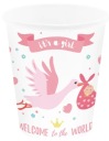 Baby Shower Birth Stork Girl poháre, 6 kusov