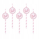 Slamky na pitie Baby Shower Pink Feet Stork Birthday 10ks