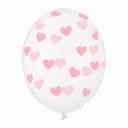 TRANSPARENTNÉ BALÓNKY s ružovými srdiečkami 30 cm x6
