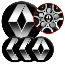 4 Emblémy Stredy ráfikov Kryty kolies Kolesá RENAULT TOP SET 56 mm