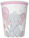 ELEPHANT papierové poháre Ružové baby Shower One Year Old Birthday 250ml 8 ks.