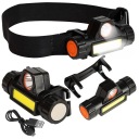 VÝKONNÁ HLAVOVÁ LAMPA S MAGNETOVÝM COB LAMPOU ODNÍMATEĽNÁ USB LED 4V1