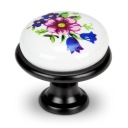 ČIERNY NÁBYTOKOVÝ GOMBÍK PORCELÁNOVÝ KLOBÁK ZÁSUVKY S RETRO VZOROM