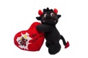 Plyšový maskot na Valentína, plyšový čert so srdiečkom, čierny, 20 cm