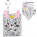 SEQUIN NOTEBOOK KEYRING DIÁR NOTEBOOK ZAJAČIK