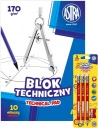 Biely technický blok A3 ASTRA 10 listov + HB ceruzka 3 ks + strúhadlo SET