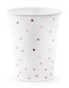 Biele papierové poháre s bodkami 260ml 6 ks