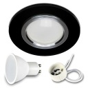 SET okrúhle sklenené svietidlo ČIERNA + LED GU10 7W