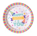 HAPPY BIRTHDAY Papierové taniere 18cm