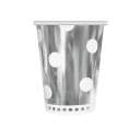 Papierové poháre Silver Polka Dots 266 ml/6 ks