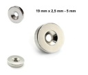 Neodymový magnet 20 x 3 mm s otvorom Veľmi silný!