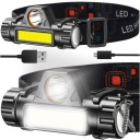 Výkonná COB LED čelovka 4v1 USB čelovka