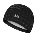 Plavecká čiapka Aqua-Sport PU Čierna látka pre dospelých