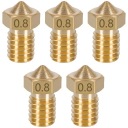 SET 5 x V6 0,8 mosadzná hubica - 3D PRUSA 1,75mm